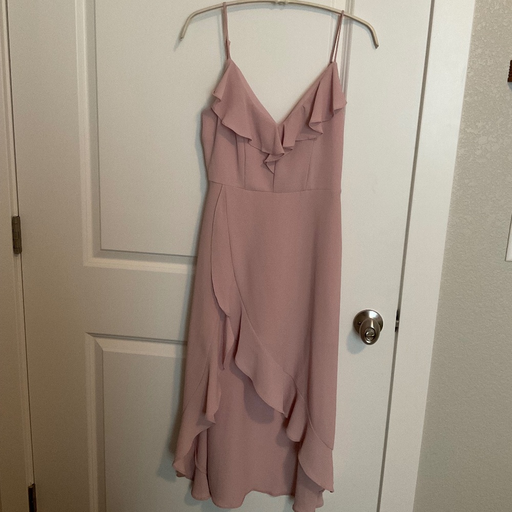 Simple Yet Elegant Blush Pink Ruffle Front Slit M… - image 7